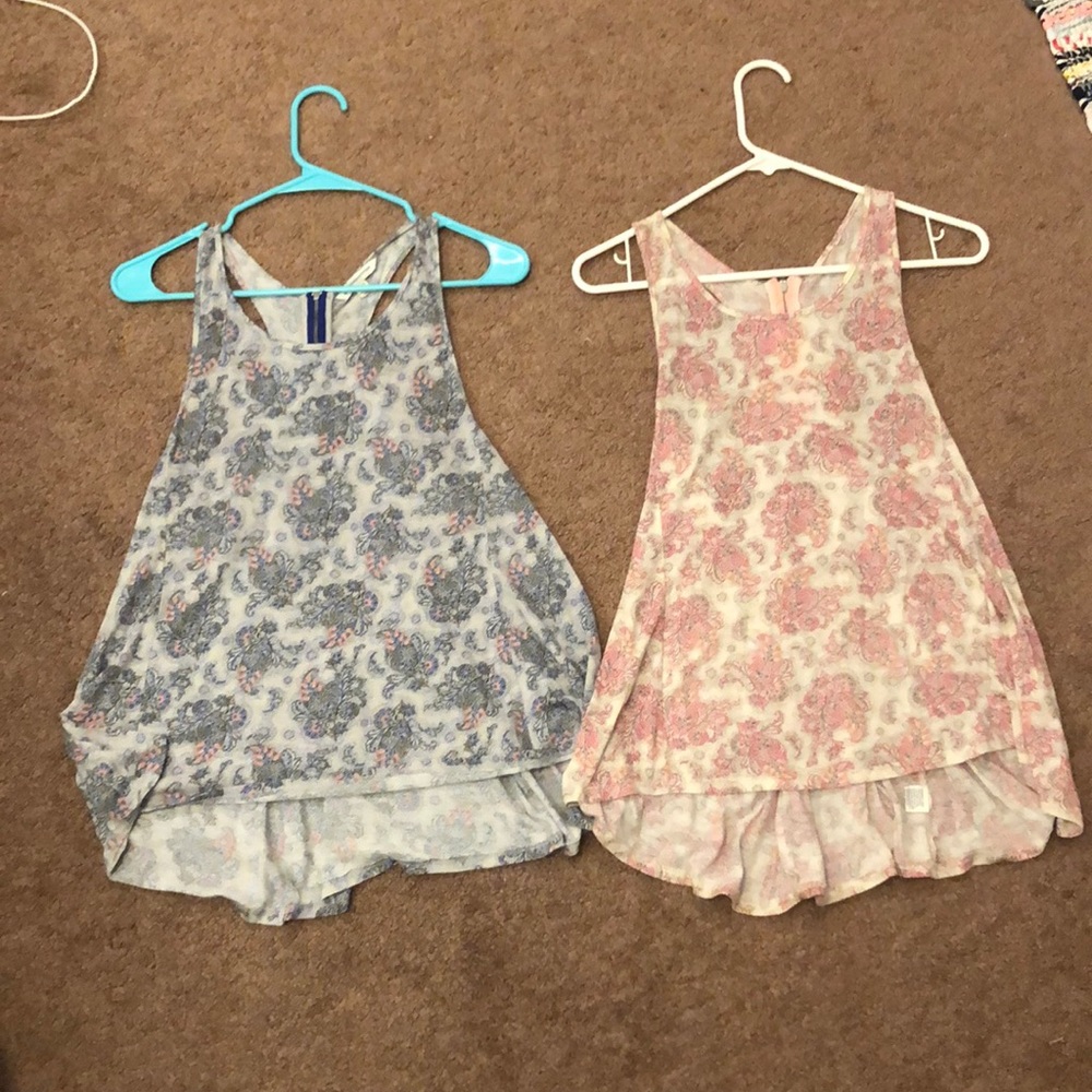 floral print high low tank tops